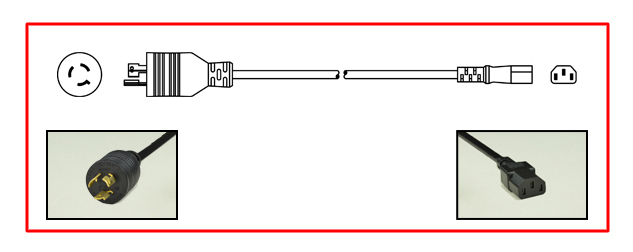 United States NEMA L6-15 Locking plug to straight C-13 connector - United States Power Cord
