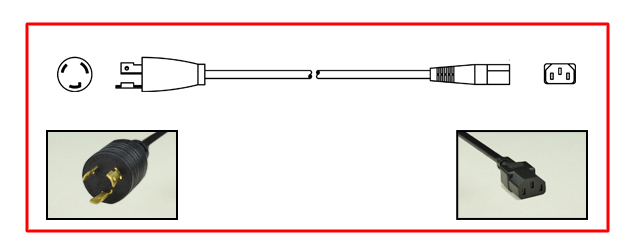 United States NEMA L6-20 Locking plug to straight C-13 connector - United States Power Cord