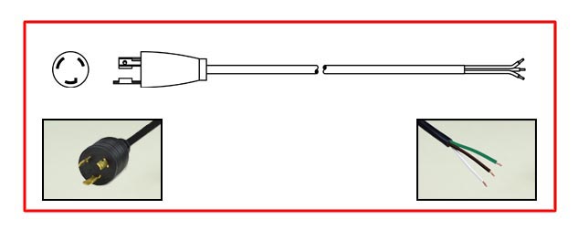 United States Locking Power Cords - United States NEMA L5-20 Locking plug to Unterminated End