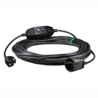 36006-RCDS10 Inline GFCI Schuko Extension Cord 10Ma Trip Level 16A-230/240V 6 Feet Long