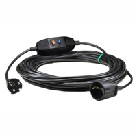 36015-RCDS30 Inline GFCI Schuko Extension Cord 30Ma Trip Level 16A-230V 15 Feet Long