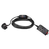 37100-RCDS10 Inline GFCI United Kingdom Extension Cord 10Ma Trip Level 13A-230/240V 100 Feet Long