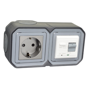 4721-10HG2-BLK Schuko GFCI 10Ma Trip Surface Mount IP20