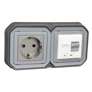 4821-10HP-BLK Schuko GFCI 10Ma Trip Panel or Flush Mount IP20
