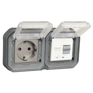 5021-10HP-BLK Schuko GFCI 10Ma Trip Panel or Flush Mount IP55