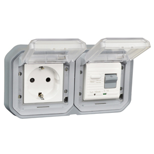 5021-10HP-GRY Schuko GFCI 10Ma Trip Panel or Flush Mount IP55