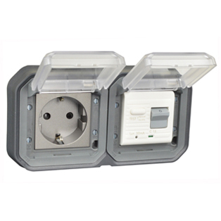 5021-30HP-BLK Schuko GFCI 30Ma Trip Panel or Flush Mount IP55