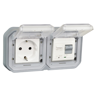 5021-30HP-GRY Schuko GFCI 30Ma Trip Panel or Flush Mount IP55