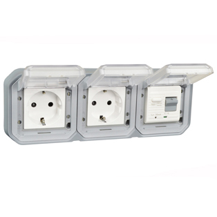 5021-30HPD-GRY Duplex Schuko GFCI 10Ma Trip Panel or Flush Mount IP55