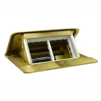 54016X45 Pop-Up Floor Box with Cover, 2-Gang, Brass Finish, Two Openings 45x45mm Size