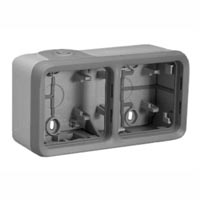 69672X45 Two Gang Surface Mount Box IP55 Entry Glands. Accepts Frames 69582X45, 69580X45