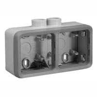 69678X45 Two Gang Surface Mount Box IP55, M20 Hub Entries Accepts Frames 69582X45, 69580X45