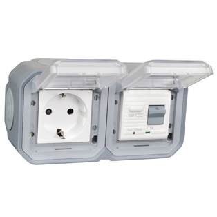 70225-10HG-GRY Schuko GFCI 10Ma Trip Surface Mount IP55