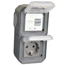 70225-10VG-BLK Schuko GFCI 10Ma Trip Vertical Surface Mount IP55