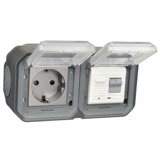70225-30HG-BLK Schuko GFCI 30Ma Trip Surface Mount IP55