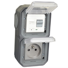 71225-10VG-BLK Schuko GFCI 10Ma Trip Vertical Surface Mount IP55