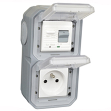 71225-10VG-GRY Schuko GFCI 10Ma Trip Vertical Surface Mount IP55