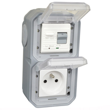 71225-30VG-GRY Schuko GFCI 30Ma Trip Vertical Surface Mount IP55