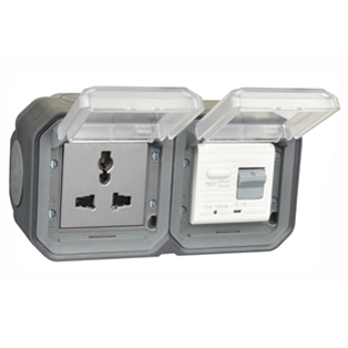 74325-10HG-BLK Universal 10A GFCI 30Ma Trip Surface Mount IP55