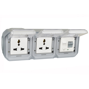 74325-10HGD-GRY Universal 16A GFCI 10Ma Trip Surface Mount IP55