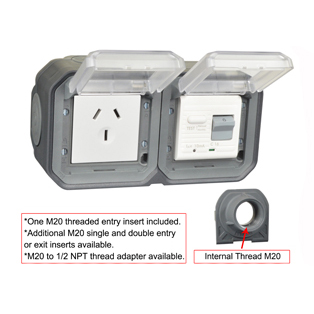 74725-10HH-BLK China 10A GFCI 10Ma Trip Hub Surface Mount IP55