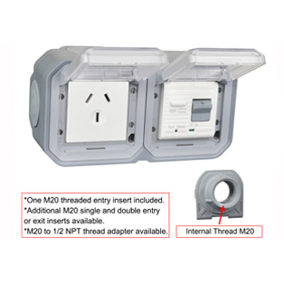 74725-10HH-GRY China 10A GFCI 10Ma Trip Hub Surface Mount IP55
