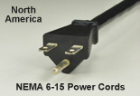 North America NEMA 6-15 AC Power Cords and AC Power Cables