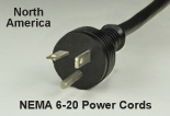 North America NEMA 6-20 AC Power Cords and AC Power Cables