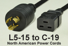 NEMA Locking 5-15 to C-19 AC Power Cords and AC Cables