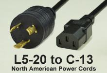 NEMA Locking 5-20 to C-13 AC Power Cords and AC Cables