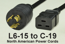 NEMA Locking 6-15 to C-19 AC Power Cords and AC Cables