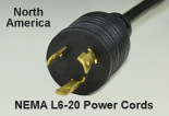 North America NEMA L6-20 AC Power Cords and AC Power Cables