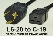 NEMA Locking 6-20 to C-19 AC Power Cords and AC Cables