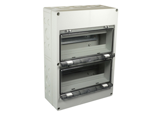 EUROPEAN, UK, INTERNATIONAL WEATHERPROOF 24 MODULE SURFACE MOUNT IP65 RATED, NEMA TYPE 4X, CIRCUIT BREAKER ENCLOSURE. OUTDOOR UV RATED. ACCEPTS 35mm DIN RAIL MOUNTED OVERLOAD & GFCI (RCD) BREAKERS, TEMP. RATING = -40C TO +120C. CE MARK. GRAY.

<br><font color="yellow">Notes: </font> 
<br><font color="yellow">*</font> NOTE: Filler blanks, part # QBP5, sold separately.
<br><font color="yellow">*</font> NOTE: Combination PE / Neutral termination strip, part # 88-721, sold separately. # 88-721 for use only on European applications. Terminal Strip # 88-721 is not UL approved.
<br><font color="yellow">*</font> Outdoor UV rated enclosure.
<br><font color="yellow">*</font> IP68 cable connectors listed on page 210.