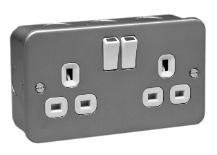 UK, BRITISH, UNITED KINGDOM 13 AMPERE-250 VOLT DUPLEX OUTLET (UK1-13R), DOUBLE POLE ON/OFF SWITCHES, BS 1363A TYPE G SOCKETS, SHUTTERED CONTACTS, 2 POLE-3 WIRE GROUNDING (2P+E), STEEL BOX & COVER, SURFACE MOUNT. GRAY.

<br><font color="yellow">Notes: </font> 
<br><font color="yellow">*</font> On/Off switches control outlets.
<br><font color="yellow">*</font> British, UK, plugs, power cords, sockets, GFCI-RCD outlets listed below in related products. Scroll down to view.


 