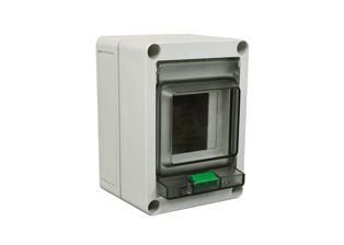 EUROPEAN, UK, INTERNATIONAL WEATHERPROOF 2 MODULE SURFACE MOUNT IP65 RATED, NEMA TYPE 4X, CIRCUIT BREAKER ENCLOSURE. OUTDOOR UV RATED. ACCEPTS 35mm DIN RAIL MOUNTED OVERLOAD & GFCI (RCD) BREAKERS, TEMP. RATING = -40°C TO +120°C. CE MARK. GRAY.

<br><font color="yellow">Notes: </font> 
<br><font color="yellow">*</font> NOTE: Filler blanks, part # QBP5, sold separately.
<br><font color="yellow">*</font> NOTE: Combination PE / Neutral termination strip, part # 88-573, sold separately. # 88-573 for use only on European applications. Terminal Strip # 88-573 is not UL approved.
<br><font color="yellow">*</font> Outdoor UV rated enclosure.
<br><font color="yellow">*</font> IP68 cable connectors listed on page 210.