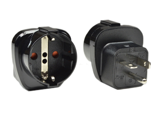 NEMA 6-20P EUROPEAN CEE 7/3 SCHUKO (EU1-16R) 10 AMPERE-250 VOLT PLUG ADAPTER, SHUTTERED CONTACTS, IMPACT RESISTANT, 2 POLE-3 WIRE GROUNDING (2P+E), BLACK. 

<br><font color="yellow">Notes: </font> 
<br><font color="yellow">*</font> Connects European CEE 7/7 type F plugs, CEE 7/4 type E plugs, CEE 7/16 type C (Europlug) with <font color="yellow"> NEMA 6-20R (20A-250V)</font> outlets.
<br><font color="yellow">*</font> Connects Italy 10A-250V (IT1-10P) plugs, Switzerland 10A-250V plugs (SW1-10P) with <font color="yellow"> NEMA 6-20R (20A-250V)</font> outlets.
<br><font color="yellow">*</font><font color="yellow">*</font> Scroll down to view related product groups including similar adapters or select from Adapter Links and Transformer Links.
<br><font color="yellow">*</font> Adapter Links:  
<font color="yellow">-</font> <a href="https://www.internationalconfig.com/plug_adapt.asp" style="text-decoration: none">Country Specific Adapters</a> <font color="yellow">-</font> <a href="https://www.internationalconfig.com/universal_plug_adapters_multi_configuration_electrical_adapters.asp" style="text-decoration: none">Universal Adapters</a> <font color="yellow">-</font> <a href="https://www.internationalconfig.com/icc5.asp?productgroup=%27Plug%20Adapters%2C%20International%27" style="text-decoration: none">Entire List of Adapters</a> <font color="yellow">-</font> <a href="https://www.internationalconfig.com/Electrical_Adapters_C13_C14_C19_C20_C15_C7_C5_C21_60309_and_Electrical_Adapter_Power_Cords.asp" style="text-decoration: none">IEC 60320 Adapters</a> <font color="yellow">-</font><BR> <a href="https://www.internationalconfig.com/icc6.asp?item=IEC60320-Power-Cord-Splitters" style="text-decoration: none">IEC 60320 Splitter Adapters </a> <font color="yellow">-</font> <a href="https://www.internationalconfig.com/icc6.asp?item=IEC60320-Power-Cord-Splitters" style="text-decoration: none">NEMA Splitter Adapters </a> <font color="yellow">-</font> <a href="https://www.internationalconfig.com/icc6.asp?item=888-2126-ADPU" style="text-decoration: none">IEC 60309 Adapters</a> <font color="yellow">-</font> <a href="https://www.internationalconfig.com/cordhelp.asp" style="text-decoration: none">Worldwide and IEC Power Cord Selector</a>.
<br><font color="yellow">*</font> Transformer Links: <font color="yellow">-</font> <a href="https://www.internationalconfig.com/icc6.asp?item=Transformers" style="text-decoration: none">Step-Up, Step-Down Transformers & Voltage Converters </a>.
