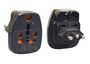 SOUTH AFRICA UNIVERSAL 16 AMPERE-250 VOLT <font color="yellow"> ZA TYPE N </font> PLUG ADAPTER, SANS 164-2, (SA1-16P), SHUTTERED CONTACTS, IMPACT RESISTANT NYLON, 2 POLE-3 WIRE GROUNDING (2P+E). BLACK.

<br><font color="yellow">Notes: </font>
<br><font color="yellow">*</font> South Africa ZA adapter # 30195-B Maximum in use electrical rating 16 Ampere 250 Volt. 
<br><font color="yellow">*</font> Connects South Africa, India 16A-250V <font color="yellow"> TYPE M </font>  plugs & South Africa, India 6A-250V <font color="yellow"> TYPE D </font> plugs & International plugs with South Africa <font color="yellow"> ZA TYPE N </font> 164-2 (SA1-16R) power outlets.
 <br><font color="yellow">*</font> Adapter accepts South Africa, European, International, American plug types.
<br><font color="yellow">*</font><font color="yellow">*</font> Scroll down to view related product groups including similar adapters or select from Adapter Links and Transformer Links.
<br><font color="yellow">*</font> Adapter Links:  
<font color="yellow">-</font> <a href="https://www.internationalconfig.com/plug_adapt.asp" style="text-decoration: none">Country Specific Adapters</a> <font color="yellow">-</font> <a href="https://www.internationalconfig.com/universal_plug_adapters_multi_configuration_electrical_adapters.asp" style="text-decoration: none">Universal Adapters</a> <font color="yellow">-</font> <a href="https://www.internationalconfig.com/icc5.asp?productgroup=%27Plug%20Adapters%2C%20International%27" style="text-decoration: none">Entire List of Adapters</a> <font color="yellow">-</font> <a href="https://www.internationalconfig.com/Electrical_Adapters_C13_C14_C19_C20_C15_C7_C5_C21_60309_and_Electrical_Adapter_Power_Cords.asp" style="text-decoration: none">IEC 60320 Adapters</a> <font color="yellow">-</font><BR> <a href="https://www.internationalconfig.com/icc6.asp?item=IEC60320-Power-Cord-Splitters" style="text-decoration: none">IEC 60320 Splitter Adapters </a> <font color="yellow">-</font> <a href="https://www.internationalconfig.com/icc6.asp?item=IEC60320-Power-Cord-Splitters" style="text-decoration: none">NEMA Splitter Adapters </a> <font color="yellow">-</font> <a href="https://www.internationalconfig.com/icc6.asp?item=888-2126-ADPU" style="text-decoration: none">IEC 60309 Adapters</a> <font color="yellow">-</font> <a href="https://www.internationalconfig.com/cordhelp.asp" style="text-decoration: none">Worldwide and IEC Power Cord Selector</a>.
<br><font color="yellow">*</font> Transformer Links: <font color="yellow">-</font> <a href="https://www.internationalconfig.com/icc6.asp?item=Transformers" style="text-decoration: none">Step-Up, Step-Down Transformers & Voltage Converters </a>.
