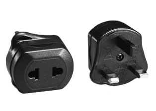 BRITISH, UK, UNITED KINGDOM 13 AMPERE-250 VOLT PLUG ADAPTER, <font color="yellow"> TYPE G </font> CONNECTS  AMERICAN NEMA 1-15P, PLUGS, EUROPEAN (4.0mm/4.8mm PIN DIA.) PLUGS & "EUROPLUG" WITH UNITED KINGDOM BS 1363A OUTLETS, 13 AMP. FUSE. BLACK. 

<br><font color="yellow">Notes: </font> 
<br><font color="yellow">*</font>  Non-grounding (2 pole-2 wire).
<br><font color="yellow">*</font> View related products list below for country specific plug adapters & universal European, international, worldwide plug adapters for all countries.
<br><font color="yellow">*</font><font color="yellow">*</font> Scroll down to view related product groups including similar adapters or select from Adapter Links and Transformer Links.
<br><font color="yellow">*</font> Adapter Links:  
<font color="yellow">-</font> <a href="https://www.internationalconfig.com/plug_adapt.asp" style="text-decoration: none">Country Specific Adapters</a> <font color="yellow">-</font> <a href="https://www.internationalconfig.com/universal_plug_adapters_multi_configuration_electrical_adapters.asp" style="text-decoration: none">Universal Adapters</a> <font color="yellow">-</font> <a href="https://www.internationalconfig.com/icc5.asp?productgroup=%27Plug%20Adapters%2C%20International%27" style="text-decoration: none">Entire List of Adapters</a> <font color="yellow">-</font> <a href="https://www.internationalconfig.com/Electrical_Adapters_C13_C14_C19_C20_C15_C7_C5_C21_60309_and_Electrical_Adapter_Power_Cords.asp" style="text-decoration: none">IEC 60320 Adapters</a> <font color="yellow">-</font><BR> <a href="https://www.internationalconfig.com/icc6.asp?item=IEC60320-Power-Cord-Splitters" style="text-decoration: none">IEC 60320 Splitter Adapters </a> <font color="yellow">-</font> <a href="https://www.internationalconfig.com/icc6.asp?item=IEC60320-Power-Cord-Splitters" style="text-decoration: none">NEMA Splitter Adapters </a> <font color="yellow">-</font> <a href="https://www.internationalconfig.com/icc6.asp?item=888-2126-ADPU" style="text-decoration: none">IEC 60309 Adapters</a> <font color="yellow">-</font> <a href="https://www.internationalconfig.com/cordhelp.asp" style="text-decoration: none">Worldwide and IEC Power Cord Selector</a>.
<br><font color="yellow">*</font> Transformer Links: <font color="yellow">-</font> <a href="https://www.internationalconfig.com/icc6.asp?item=Transformers" style="text-decoration: none">Step-Up, Step-Down Transformers & Voltage Converters </a>.