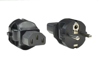 ADAPTER, EUROPEAN SCHUKO CEE 7/7 TYPE E & F PLUG (EU1-16P), IEC 60320 C-13 CONNECTOR, 10 AMPERE-250 VOLT, 2 POLE-3 WIRE GROUNDING (2P+E), IMPACT RESISTANT RUBBER BODY. BLACK.  

<br><font color="yellow">Notes: </font> 
<br><font color="yellow">*</font> Connects IEC 60320 C-14 power cords, C-14 "Y" type splitter cords with European Schuko CEE 7/3 type F outlets & France CEE 7/5 type E outlets. Scroll down to view.
<br><font color="yellow">*</font><font color="yellow">*</font> Scroll down to view related product groups including similar adapters or select from Adapter Links and Transformer Links.
<br><font color="yellow">*</font> Adapter Links:  
<font color="yellow">-</font> <a href="https://www.internationalconfig.com/plug_adapt.asp" style="text-decoration: none">Country Specific Adapters</a> <font color="yellow">-</font> <a href="https://www.internationalconfig.com/universal_plug_adapters_multi_configuration_electrical_adapters.asp" style="text-decoration: none">Universal Adapters</a> <font color="yellow">-</font> <a href="https://www.internationalconfig.com/icc5.asp?productgroup=%27Plug%20Adapters%2C%20International%27" style="text-decoration: none">Entire List of Adapters</a> <font color="yellow">-</font> <a href="https://www.internationalconfig.com/Electrical_Adapters_C13_C14_C19_C20_C15_C7_C5_C21_60309_and_Electrical_Adapter_Power_Cords.asp" style="text-decoration: none">IEC 60320 Adapters</a> <font color="yellow">-</font><BR> <a href="https://www.internationalconfig.com/icc6.asp?item=IEC60320-Power-Cord-Splitters" style="text-decoration: none">IEC 60320 Splitter Adapters </a> <font color="yellow">-</font> <a href="https://www.internationalconfig.com/icc6.asp?item=IEC60320-Power-Cord-Splitters" style="text-decoration: none">NEMA Splitter Adapters </a> <font color="yellow">-</font> <a href="https://www.internationalconfig.com/icc6.asp?item=888-2126-ADPU" style="text-decoration: none">IEC 60309 Adapters</a> <font color="yellow">-</font> <a href="https://www.internationalconfig.com/cordhelp.asp" style="text-decoration: none">Worldwide and IEC Power Cord Selector</a>.
<br><font color="yellow">*</font> Transformer Links: <font color="yellow">-</font> <a href="https://www.internationalconfig.com/icc6.asp?item=Transformers" style="text-decoration: none">Step-Up, Step-Down Transformers & Voltage Converters </a>.