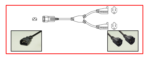 ADAPTER [SPLITTER CORD], IEC 60320 C-14 PLUG, TWO NEMA 5-15R CONNECTORS. 13 AMPERE-125 VOLT, 16/3 AWG SJT, 0.36 METERS [1FT-2IN] [14"] LONG, 2 POLE-3 WIRE GROUNDING [2P+E], BLACK.
<br><font color="yellow">Length: 0.36 METERS [1FT-2IN]</font> 

<br><font color="yellow">Notes: </font> 
<br><font color="yellow">*</font> "Y" type splitter adapters, IEC 60320 C13, C14, C15, C5, C7, C19, C20 plug adapters & European C14, C20 adapters are listed below in related products. Scroll down to view.
<br><font color="yellow">*</font><font color="yellow">*</font> Scroll down to view related product groups including similar adapters or select from Adapter Links and Transformer Links.
<br><font color="yellow">*</font> Adapter Links:  
<font color="yellow">-</font> <a href="https://www.internationalconfig.com/plug_adapt.asp" style="text-decoration: none">Country Specific Adapters</a> <font color="yellow">-</font> <a href="https://www.internationalconfig.com/universal_plug_adapters_multi_configuration_electrical_adapters.asp" style="text-decoration: none">Universal Adapters</a> <font color="yellow">-</font> <a href="https://www.internationalconfig.com/icc5.asp?productgroup=%27Plug%20Adapters%2C%20International%27" style="text-decoration: none">Entire List of Adapters</a> <font color="yellow">-</font> <a href="https://www.internationalconfig.com/Electrical_Adapters_C13_C14_C19_C20_C15_C7_C5_C21_60309_and_Electrical_Adapter_Power_Cords.asp" style="text-decoration: none">IEC 60320 Adapters</a> <font color="yellow">-</font><BR> <a href="https://www.internationalconfig.com/icc6.asp?item=IEC60320-Power-Cord-Splitters" style="text-decoration: none">IEC 60320 Splitter Adapters </a> <font color="yellow">-</font> <a href="https://www.internationalconfig.com/icc6.asp?item=IEC60320-Power-Cord-Splitters" style="text-decoration: none">NEMA Splitter Adapters </a> <font color="yellow">-</font> <a href="https://www.internationalconfig.com/icc6.asp?item=888-2126-ADPU" style="text-decoration: none">IEC 60309 Adapters</a> <font color="yellow">-</font> <a href="https://www.internationalconfig.com/cordhelp.asp" style="text-decoration: none">Worldwide and IEC Power Cord Selector</a>.
<br><font color="yellow">*</font> Transformer Links: <font color="yellow">-</font> <a href="https://www.internationalconfig.com/icc6.asp?item=Transformers" style="text-decoration: none">Step-Up, Step-Down Transformers & Voltage Converters </a>.