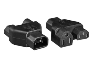 ADAPTER SPLITTER, IEC 60320 C-14 PLUG, TYPE B NEMA 5-15R CONNECTOR & IEC 60320 C-13 CONNECTOR. CONNECTS NEMA 5-15P PLUGS & IEC 60320 C-14 PLUGS WITH IEC 60320 C-13 CONNECTORS, 10 AMPERE-125 VOLT, 2 POLE-3 WIRE GROUNDING (2P+E). BLACK. 

<br><font color="yellow">Notes: </font> 
<br><font color="yellow">*</font> "Y" type splitter adapters, IEC 60320 C-13, C-14, C-15, C-5, C-7, C-19, C-20 plug adapters & European C-14, C-20 adapters are listed below in related products. Scroll down to view.
<br><font color="yellow">*</font><font color="yellow">*</font> Scroll down to view related product groups including similar adapters or select from Adapter Links and Transformer Links.
<br><font color="yellow">*</font> Adapter Links:  
<font color="yellow">-</font> <a href="https://www.internationalconfig.com/plug_adapt.asp" style="text-decoration: none">Country Specific Adapters</a> <font color="yellow">-</font> <a href="https://www.internationalconfig.com/universal_plug_adapters_multi_configuration_electrical_adapters.asp" style="text-decoration: none">Universal Adapters</a> <font color="yellow">-</font> <a href="https://www.internationalconfig.com/icc5.asp?productgroup=%27Plug%20Adapters%2C%20International%27" style="text-decoration: none">Entire List of Adapters</a> <font color="yellow">-</font> <a href="https://www.internationalconfig.com/Electrical_Adapters_C13_C14_C19_C20_C15_C7_C5_C21_60309_and_Electrical_Adapter_Power_Cords.asp" style="text-decoration: none">IEC 60320 Adapters</a> <font color="yellow">-</font><BR> <a href="https://www.internationalconfig.com/icc6.asp?item=IEC60320-Power-Cord-Splitters" style="text-decoration: none">IEC 60320 Splitter Adapters </a> <font color="yellow">-</font> <a href="https://www.internationalconfig.com/icc6.asp?item=IEC60320-Power-Cord-Splitters" style="text-decoration: none">NEMA Splitter Adapters </a> <font color="yellow">-</font> <a href="https://www.internationalconfig.com/icc6.asp?item=888-2126-ADPU" style="text-decoration: none">IEC 60309 Adapters</a> <font color="yellow">-</font> <a href="https://www.internationalconfig.com/cordhelp.asp" style="text-decoration: none">Worldwide and IEC Power Cord Selector</a>.
<br><font color="yellow">*</font> Transformer Links: <font color="yellow">-</font> <a href="https://www.internationalconfig.com/icc6.asp?item=Transformers" style="text-decoration: none">Step-Up, Step-Down Transformers & Voltage Converters </a>.