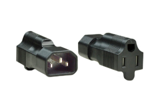 ADAPTER, IEC 60320 C-14 PLUG, NEMA 5-15R TYPE B  CONNECTOR. CONNECTS IEC 60320 C-13 CONNECTORS WITH NEMA 5-15P PLUGS & POWER CORDS, 15 AMPERE-125 VOLT C(RU)US RATED, INTERNATIONAL 10A-250V. 2 POLE-3 WIRE GROUNDING (2P+E). BLACK. 

<br><font color="yellow">Notes: </font> 
<br><font color="yellow">*</font> "Y" type splitter adapters, IEC 60320 C-13, C-14, C-15, C-5, C-7, C-19, C-20 plug adapters & European C-14, C-20 adapters are listed below in related products. Scroll down to view.
<br><font color="yellow">*</font><font color="yellow">*</font> Scroll down to view related product groups including similar adapters or select from Adapter Links and Transformer Links.
<br><font color="yellow">*</font> Adapter Links:  
<font color="yellow">-</font> <a href="https://www.internationalconfig.com/plug_adapt.asp" style="text-decoration: none">Country Specific Adapters</a> <font color="yellow">-</font> <a href="https://www.internationalconfig.com/universal_plug_adapters_multi_configuration_electrical_adapters.asp" style="text-decoration: none">Universal Adapters</a> <font color="yellow">-</font> <a href="https://www.internationalconfig.com/icc5.asp?productgroup=%27Plug%20Adapters%2C%20International%27" style="text-decoration: none">Entire List of Adapters</a> <font color="yellow">-</font> <a href="https://www.internationalconfig.com/Electrical_Adapters_C13_C14_C19_C20_C15_C7_C5_C21_60309_and_Electrical_Adapter_Power_Cords.asp" style="text-decoration: none">IEC 60320 Adapters</a> <font color="yellow">-</font><BR> <a href="https://www.internationalconfig.com/icc6.asp?item=IEC60320-Power-Cord-Splitters" style="text-decoration: none">IEC 60320 Splitter Adapters </a> <font color="yellow">-</font> <a href="https://www.internationalconfig.com/icc6.asp?item=IEC60320-Power-Cord-Splitters" style="text-decoration: none">NEMA Splitter Adapters </a> <font color="yellow">-</font> <a href="https://www.internationalconfig.com/icc6.asp?item=888-2126-ADPU" style="text-decoration: none">IEC 60309 Adapters</a> <font color="yellow">-</font> <a href="https://www.internationalconfig.com/cordhelp.asp" style="text-decoration: none">Worldwide and IEC Power Cord Selector</a>.
<br><font color="yellow">*</font> Transformer Links: <font color="yellow">-</font> <a href="https://www.internationalconfig.com/icc6.asp?item=Transformers" style="text-decoration: none">Step-Up, Step-Down Transformers & Voltage Converters </a>.