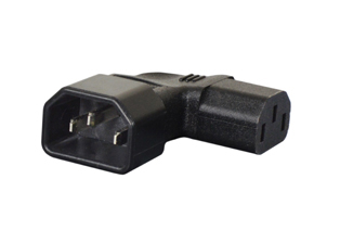 ADAPTER (EXTENSION), IEC 60320 LEFT ANGLE C-14 PLUG, IEC 60320 RIGHT ANGLE C-13 CONNECTOR. CONNECTS IEC 60320 C-14 PLUGS WITH IEC 60320 C-13 POWER CORDS, 2 POLE-3 WIRE GROUNDING (2P+E), 10 AMPERE-250 VOLT. BLACK. 

<br><font color="yellow">Notes: </font> 
<br><font color="yellow">*</font> "Y" type splitter adapters, IEC 60320 C-13, C-14, C-15, C-5, C-7, C-19, C-20 plug adapters & European C-14, C-20 adapters are listed below in related products. Scroll down to view.
<br><font color="yellow">*</font><font color="yellow">*</font> Scroll down to view related product groups including similar adapters or select from Adapter Links and Transformer Links.
<br><font color="yellow">*</font> Adapter Links:  
<font color="yellow">-</font> <a href="https://www.internationalconfig.com/plug_adapt.asp" style="text-decoration: none">Country Specific Adapters</a> <font color="yellow">-</font> <a href="https://www.internationalconfig.com/universal_plug_adapters_multi_configuration_electrical_adapters.asp" style="text-decoration: none">Universal Adapters</a> <font color="yellow">-</font> <a href="https://www.internationalconfig.com/icc5.asp?productgroup=%27Plug%20Adapters%2C%20International%27" style="text-decoration: none">Entire List of Adapters</a> <font color="yellow">-</font> <a href="https://www.internationalconfig.com/Electrical_Adapters_C13_C14_C19_C20_C15_C7_C5_C21_60309_and_Electrical_Adapter_Power_Cords.asp" style="text-decoration: none">IEC 60320 Adapters</a> <font color="yellow">-</font><BR> <a href="https://www.internationalconfig.com/icc6.asp?item=IEC60320-Power-Cord-Splitters" style="text-decoration: none">IEC 60320 Splitter Adapters </a> <font color="yellow">-</font> <a href="https://www.internationalconfig.com/icc6.asp?item=IEC60320-Power-Cord-Splitters" style="text-decoration: none">NEMA Splitter Adapters </a> <font color="yellow">-</font> <a href="https://www.internationalconfig.com/icc6.asp?item=888-2126-ADPU" style="text-decoration: none">IEC 60309 Adapters</a> <font color="yellow">-</font> <a href="https://www.internationalconfig.com/cordhelp.asp" style="text-decoration: none">Worldwide and IEC Power Cord Selector</a>.
<br><font color="yellow">*</font> Transformer Links: <font color="yellow">-</font> <a href="https://www.internationalconfig.com/icc6.asp?item=Transformers" style="text-decoration: none">Step-Up, Step-Down Transformers & Voltage Converters </a>.