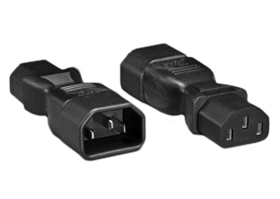 ADAPTER (EXTENSION), IEC 60320 C-14 PLUG, IEC 60320 C-13 CONNECTOR. CONNECTS IEC 60320 C-14 PLUGS WITH IEC 60320 C-13 POWER CORDS, 2 POLE-3 WIRE GROUNDING (2P+E), 10 AMPERE-250 VOLT. BLACK. 

<br><font color="yellow">Notes: </font> 
<br><font color="yellow">*</font> "Y" type splitter adapters, IEC 60320 C-13, C-14, C-15, C-5, C-7, C-19, C-20 plug adapters & European C-14, C-20 adapters are listed below in related products. Scroll down to view.
<br><font color="yellow">*</font><font color="yellow">*</font> Scroll down to view related product groups including similar adapters or select from Adapter Links and Transformer Links.
<br><font color="yellow">*</font> Adapter Links:  
<font color="yellow">-</font> <a href="https://www.internationalconfig.com/plug_adapt.asp" style="text-decoration: none">Country Specific Adapters</a> <font color="yellow">-</font> <a href="https://www.internationalconfig.com/universal_plug_adapters_multi_configuration_electrical_adapters.asp" style="text-decoration: none">Universal Adapters</a> <font color="yellow">-</font> <a href="https://www.internationalconfig.com/icc5.asp?productgroup=%27Plug%20Adapters%2C%20International%27" style="text-decoration: none">Entire List of Adapters</a> <font color="yellow">-</font> <a href="https://www.internationalconfig.com/Electrical_Adapters_C13_C14_C19_C20_C15_C7_C5_C21_60309_and_Electrical_Adapter_Power_Cords.asp" style="text-decoration: none">IEC 60320 Adapters</a> <font color="yellow">-</font><BR> <a href="https://www.internationalconfig.com/icc6.asp?item=IEC60320-Power-Cord-Splitters" style="text-decoration: none">IEC 60320 Splitter Adapters </a> <font color="yellow">-</font> <a href="https://www.internationalconfig.com/icc6.asp?item=IEC60320-Power-Cord-Splitters" style="text-decoration: none">NEMA Splitter Adapters </a> <font color="yellow">-</font> <a href="https://www.internationalconfig.com/icc6.asp?item=888-2126-ADPU" style="text-decoration: none">IEC 60309 Adapters</a> <font color="yellow">-</font> <a href="https://www.internationalconfig.com/cordhelp.asp" style="text-decoration: none">Worldwide and IEC Power Cord Selector</a>.
<br><font color="yellow">*</font> Transformer Links: <font color="yellow">-</font> <a href="https://www.internationalconfig.com/icc6.asp?item=Transformers" style="text-decoration: none">Step-Up, Step-Down Transformers & Voltage Converters </a>.