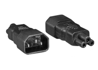 ADAPTER, IEC 60320 C-14 PLUG, IEC 60320 C-5 CONNECTOR. CONNECTS IEC 60320 C-13 CONNECTORS & CORDS WITH IEC 60320 C-6 POWER INLETS, 2 POLE-3 WIRE GROUNDING (2P+E), 10 AMPERE-250 VOLT. BLACK. 

<br><font color="yellow">Notes: </font> 
<br><font color="yellow">*</font> "Y" type splitter adapters, IEC 60320 C-13, C-14, C-15, C-5, C-7, C-19, C-20 plug adapters & European C-14, C-20 adapters are listed below in related products. Scroll down to view.

