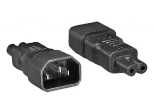 ADAPTER, IEC 60320 C-14 PLUG, IEC 60320 C-7 CONNECTOR. CONNECTS IEC 60320 C-13 / C-15 CONNECTORS WITH IEC 60320 C-8 POWER INLETS, 10 AMPERE-250 VOLT. BLACK. 

<br><font color="yellow">Notes: </font> 
<br><font color="yellow">*</font> "Y" type splitter adapters, IEC 60320 C-13, C-14, C-15, C-5, C-7, C-19, C-20 plug adapters & European C-14, C-20 adapters are listed below in related products. Scroll down to view.
<br><font color="yellow">*</font><font color="yellow">*</font> Scroll down to view related product groups including similar adapters or select from Adapter Links and Transformer Links.
<br><font color="yellow">*</font> Adapter Links:  
<font color="yellow">-</font> <a href="https://www.internationalconfig.com/plug_adapt.asp" style="text-decoration: none">Country Specific Adapters</a> <font color="yellow">-</font> <a href="https://www.internationalconfig.com/universal_plug_adapters_multi_configuration_electrical_adapters.asp" style="text-decoration: none">Universal Adapters</a> <font color="yellow">-</font> <a href="https://www.internationalconfig.com/icc5.asp?productgroup=%27Plug%20Adapters%2C%20International%27" style="text-decoration: none">Entire List of Adapters</a> <font color="yellow">-</font> <a href="https://www.internationalconfig.com/Electrical_Adapters_C13_C14_C19_C20_C15_C7_C5_C21_60309_and_Electrical_Adapter_Power_Cords.asp" style="text-decoration: none">IEC 60320 Adapters</a> <font color="yellow">-</font><BR> <a href="https://www.internationalconfig.com/icc6.asp?item=IEC60320-Power-Cord-Splitters" style="text-decoration: none">IEC 60320 Splitter Adapters </a> <font color="yellow">-</font> <a href="https://www.internationalconfig.com/icc6.asp?item=IEC60320-Power-Cord-Splitters" style="text-decoration: none">NEMA Splitter Adapters </a> <font color="yellow">-</font> <a href="https://www.internationalconfig.com/icc6.asp?item=888-2126-ADPU" style="text-decoration: none">IEC 60309 Adapters</a> <font color="yellow">-</font> <a href="https://www.internationalconfig.com/cordhelp.asp" style="text-decoration: none">Worldwide and IEC Power Cord Selector</a>.
<br><font color="yellow">*</font> Transformer Links: <font color="yellow">-</font> <a href="https://www.internationalconfig.com/icc6.asp?item=Transformers" style="text-decoration: none">Step-Up, Step-Down Transformers & Voltage Converters </a>.