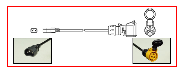 IEC 60309 (4h) 15A-125V ADAPTER. IEC 60309 (IP44) CONNECTOR, IEC 60320 C-14 PLUG, 14/3 AWG 105°C SJTO, 2 POLE-3 WIRE GROUNDING (2P+E), 0.3 METERS (1 FOOT) (12") LONG. YELLOW CONNECTOR, BLACK CORD AND PLUG.

<br><font color="yellow">Notes: </font>
<br> Adapter 30488 wired for use in USA / North America. Use adapter 30488-EU for European applications. Link: # <a href="https://internationalconfig.com/icc6.asp?item=30488-EU" style="text-decoration: none">30488-EU</a>.
<br><font color="yellow">*</font><font color="orange">Custom lengths / designs available.</font>  
<br><font color="yellow">*</font><font color="yellow">*</font> Scroll down to view related product groups including similar adapters or select from Adapter Links and Transformer Links.
<br><font color="yellow">*</font> Adapter Links:  
<font color="yellow">-</font> <a href="https://www.internationalconfig.com/plug_adapt.asp" style="text-decoration: none">Country Specific Adapters</a> <font color="yellow">-</font> <a href="https://www.internationalconfig.com/universal_plug_adapters_multi_configuration_electrical_adapters.asp" style="text-decoration: none">Universal Adapters</a> <font color="yellow">-</font> <a href="https://www.internationalconfig.com/icc5.asp?productgroup=%27Plug%20Adapters%2C%20International%27" style="text-decoration: none">Entire List of Adapters</a> <font color="yellow">-</font> <a href="https://www.internationalconfig.com/Electrical_Adapters_C13_C14_C19_C20_C15_C7_C5_C21_60309_and_Electrical_Adapter_Power_Cords.asp" style="text-decoration: none">IEC 60320 Adapters</a> <font color="yellow">-</font><BR> <a href="https://www.internationalconfig.com/icc6.asp?item=IEC60320-Power-Cord-Splitters" style="text-decoration: none">IEC 60320 Splitter Adapters </a> <font color="yellow">-</font> <a href="https://www.internationalconfig.com/icc6.asp?item=IEC60320-Power-Cord-Splitters" style="text-decoration: none">NEMA Splitter Adapters </a> <font color="yellow">-</font> <a href="https://www.internationalconfig.com/icc6.asp?item=888-2126-ADPU" style="text-decoration: none">IEC 60309 Adapters</a> <font color="yellow">-</font> <a href="https://www.internationalconfig.com/cordhelp.asp" style="text-decoration: none">Worldwide and IEC Power Cord Selector</a>.
<br><font color="yellow">*</font> Transformer Links: <font color="yellow">-</font> <a href="https://www.internationalconfig.com/icc6.asp?item=Transformers" style="text-decoration: none">Step-Up, Step-Down Transformers & Voltage Converters </a>.