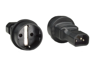 ADAPTER, 10A-250V, IEC 60320 C-14 PLUG, EUROPEAN CEE 7/3 TYPE F (EU1-16R) SCHUKO SOCKET, 2 POLE-3 WIRE GROUNDING (2P+E). BLACK.

<br><font color="yellow">Notes: </font> 
<br><font color="yellow">*</font> Connects IEC 60320 C-13 outlets, sockets, connectors, power cords with European Schuko CEE 7/7, CEE 7/4, CEE 7/16 plugs & Type C Europlugs.
<br><font color="yellow">*</font><font color="yellow">*</font> Scroll down to view related product groups including similar adapters or select from Adapter Links and Transformer Links.
<br><font color="yellow">*</font> Adapter Links:  
<font color="yellow">-</font> <a href="https://www.internationalconfig.com/plug_adapt.asp" style="text-decoration: none">Country Specific Adapters</a> <font color="yellow">-</font> <a href="https://www.internationalconfig.com/universal_plug_adapters_multi_configuration_electrical_adapters.asp" style="text-decoration: none">Universal Adapters</a> <font color="yellow">-</font> <a href="https://www.internationalconfig.com/icc5.asp?productgroup=%27Plug%20Adapters%2C%20International%27" style="text-decoration: none">Entire List of Adapters</a> <font color="yellow">-</font> <a href="https://www.internationalconfig.com/Electrical_Adapters_C13_C14_C19_C20_C15_C7_C5_C21_60309_and_Electrical_Adapter_Power_Cords.asp" style="text-decoration: none">IEC 60320 Adapters</a> <font color="yellow">-</font><BR> <a href="https://www.internationalconfig.com/icc6.asp?item=IEC60320-Power-Cord-Splitters" style="text-decoration: none">IEC 60320 Splitter Adapters </a> <font color="yellow">-</font> <a href="https://www.internationalconfig.com/icc6.asp?item=IEC60320-Power-Cord-Splitters" style="text-decoration: none">NEMA Splitter Adapters </a> <font color="yellow">-</font> <a href="https://www.internationalconfig.com/icc6.asp?item=888-2126-ADPU" style="text-decoration: none">IEC 60309 Adapters</a> <font color="yellow">-</font> <a href="https://www.internationalconfig.com/cordhelp.asp" style="text-decoration: none">Worldwide and IEC Power Cord Selector</a>.
<br><font color="yellow">*</font> Transformer Links: <font color="yellow">-</font> <a href="https://www.internationalconfig.com/icc6.asp?item=Transformers" style="text-decoration: none">Step-Up, Step-Down Transformers & Voltage Converters </a>.