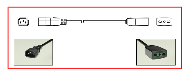 ADAPTER, IEC 60320 C-14 PLUG, ITALIAN IT2-16R TYPE L CONNECTOR, 0.3 METERS (1 FOOT) (12") LONG. BLACK. 
<br><font color="yellow">Length: 0.3 METERS (1 FOOT)</font> 

<br><font color="yellow">Notes: </font> 
<br><font color="yellow">*</font> Connects Italian IT1-10P and IT2-16P plugs with IEC 60320 C-13 outlets, sockets, cord sets.
<br><font color="yellow">*</font><font color="yellow">*</font> Scroll down to view related product groups including similar adapters or select from Adapter Links and Transformer Links.
<br><font color="yellow">*</font> Adapter Links:  
<font color="yellow">-</font> <a href="https://www.internationalconfig.com/plug_adapt.asp" style="text-decoration: none">Country Specific Adapters</a> <font color="yellow">-</font> <a href="https://www.internationalconfig.com/universal_plug_adapters_multi_configuration_electrical_adapters.asp" style="text-decoration: none">Universal Adapters</a> <font color="yellow">-</font> <a href="https://www.internationalconfig.com/icc5.asp?productgroup=%27Plug%20Adapters%2C%20International%27" style="text-decoration: none">Entire List of Adapters</a> <font color="yellow">-</font> <a href="https://www.internationalconfig.com/Electrical_Adapters_C13_C14_C19_C20_C15_C7_C5_C21_60309_and_Electrical_Adapter_Power_Cords.asp" style="text-decoration: none">IEC 60320 Adapters</a> <font color="yellow">-</font><BR> <a href="https://www.internationalconfig.com/icc6.asp?item=IEC60320-Power-Cord-Splitters" style="text-decoration: none">IEC 60320 Splitter Adapters </a> <font color="yellow">-</font> <a href="https://www.internationalconfig.com/icc6.asp?item=IEC60320-Power-Cord-Splitters" style="text-decoration: none">NEMA Splitter Adapters </a> <font color="yellow">-</font> <a href="https://www.internationalconfig.com/icc6.asp?item=888-2126-ADPU" style="text-decoration: none">IEC 60309 Adapters</a> <font color="yellow">-</font> <a href="https://www.internationalconfig.com/cordhelp.asp" style="text-decoration: none">Worldwide and IEC Power Cord Selector</a>.
<br><font color="yellow">*</font> Transformer Links: <font color="yellow">-</font> <a href="https://www.internationalconfig.com/icc6.asp?item=Transformers" style="text-decoration: none">Step-Up, Step-Down Transformers & Voltage Converters </a>.